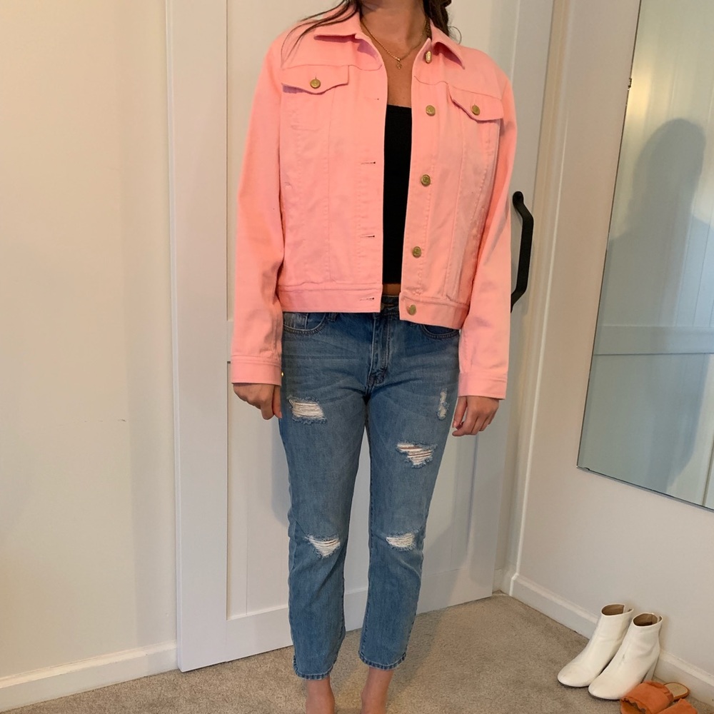 Pink denim jacket